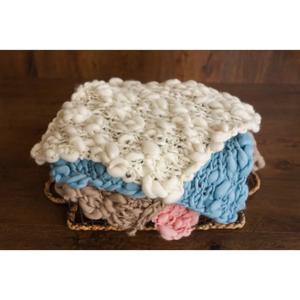 두꺼운 니트 메리노 아기 담요 - 꼬임 양모 신생아 사진 소품 (포대기 및 유아실 장식용).신생아 사진 소품.뉴본포토