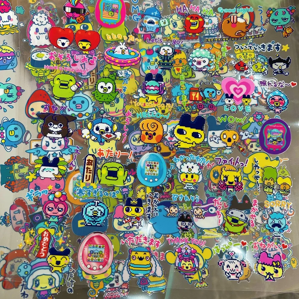 타마고치 스티커 픽셀 그래프 스타일 컷 필름 전사 UV DTF 스티커 데스크탑 폰 케이스 장식 핸드 어카운트 DIY 액세서리