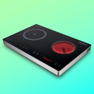 [당일출고] 마이프랜드 하이라이트+인덕션 하이브리드 2구 전기레인지 30초 고속발열 화재방지 시스템 대형 냄비 사용 가능 MFH-5032HHB