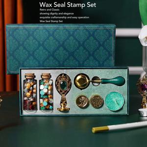 【신제품】왁스 스탬프 다용도 왁스 스탬프 키트 간편하고 아름다운 패턴 탈부착 가능한 손잡이와 왁스 비즈 포함 공예 DIY용