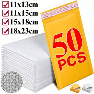 10-50PCS 크래프트 버블 백 자체 밀봉 종이 봉투 방수 쿠션 패딩 폼 배송 메일러 보관 포장용