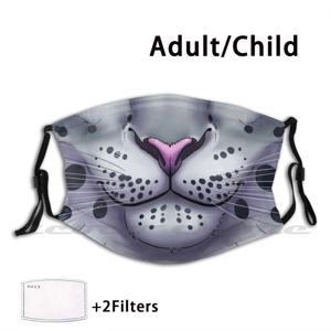 Snep-세척 가능 트렌드 맞춤형 Pm2.5 필터 마스크, 스네프 고양이 털 동물 자연 안 트로 스노우 레오파드 레오파드 백설공주