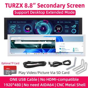 TURZX 8.8인치 USB 보조 화면 Type-C 데스크탑 확장 디스플레이 TF 카드 재생 1920*480 IPS LCD CPU RAM GPU 모니터 AIDA64 미지원
