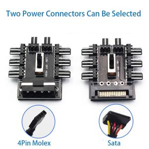 1 ~ 8 3Pin 팬 허브 Pwm Sata Molex 분배기 PC 마이닝 케이블 12V 전원 공급 장치 쿨러 냉각 속도 컨트롤러 4PIN 어댑터