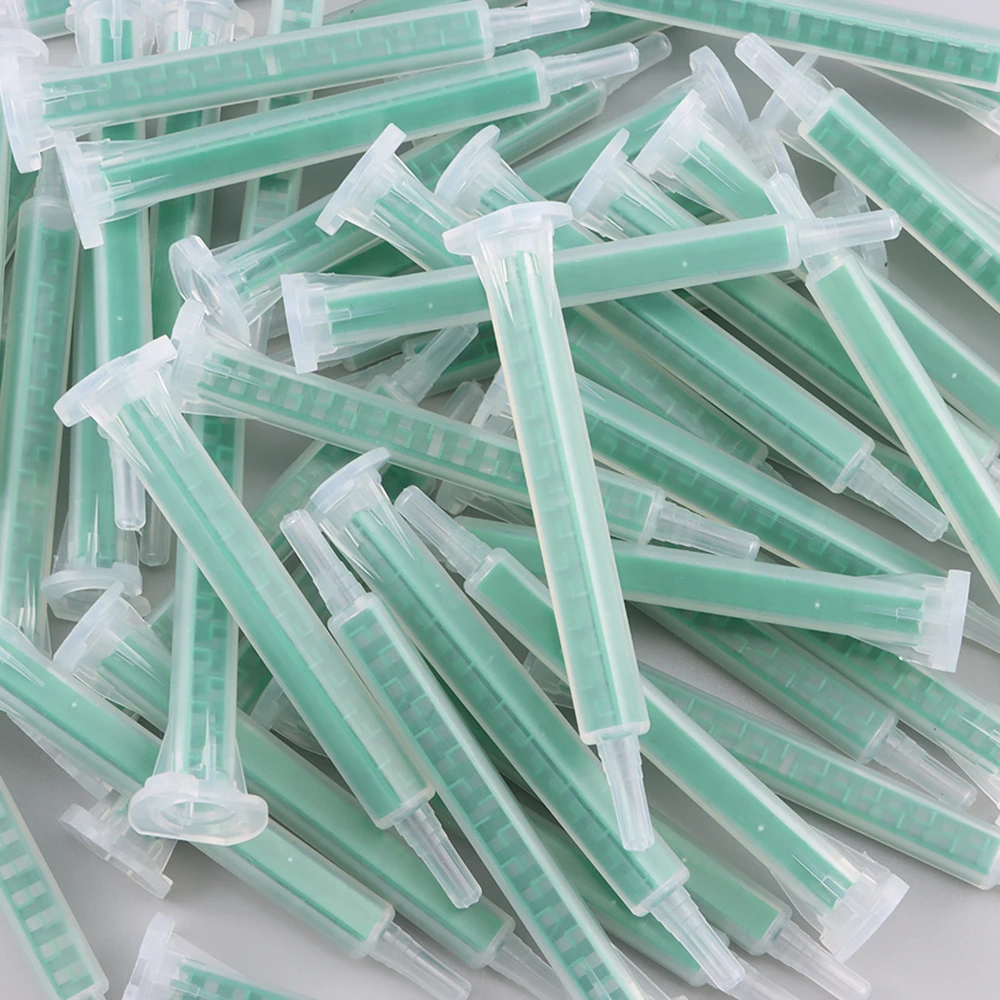 10/20/50/pcs 에폭시 수지 혼합 노즐 AB 접착제 총 용 정적 믹서 접착제 혼합 튜브 주사기 두 구성 요소 액체 믹서