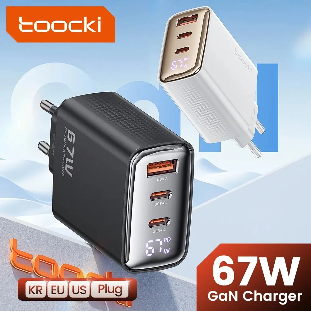 Toocki 67W GaN USB 유형 C 충전기 디지털 디스플레이 65W 45W PPS PD QC4.0 Macbook 노트북 IPAD 태블릿 iPhone 15 14 용 빠른 충전