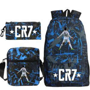 새로운 3pcs CR7 배낭 간단한 스타일 경량 소년 소녀 학교 가방 용량 십대 노트북 배낭 여성 남성 여행 Mochilas