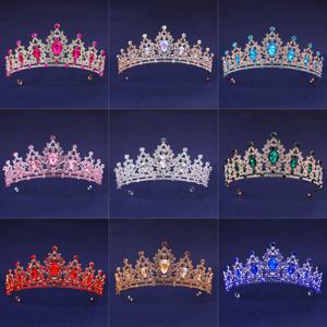 여성을위한 럭셔리 우아한 공주 신부 크리스탈 티아라 크라운 실버 컬러 Diadem 베일 Tiaras 웨딩 헤어 액세서리 헤드 피스