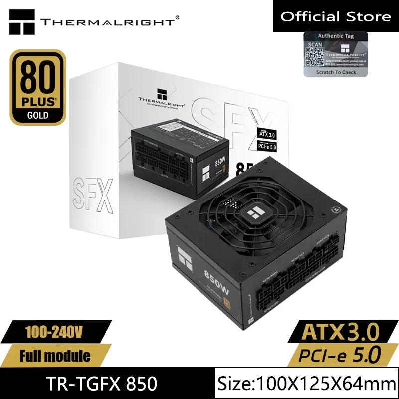 Thermalright TR-TGFX850 컴퓨터 케이스 전원 공급 장치, SFX 금메달 전체 모듈, ATX3.0/pcie5.0(850/750W) 지원