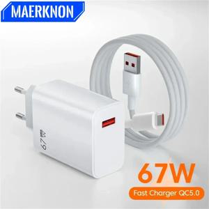 USB GaN 충전기 67W 빠른 충전 QC3.0 빠른 충전 6A USB C 케이블 충전 어댑터 iPhone Xiaomi Samsung Oneplus Wall Plug