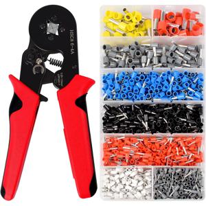 1200PCS 모듬 와이어 페룰 터미널 키트, AWG 22-10 전기, 산업용 절연 구리 압착 커넥터