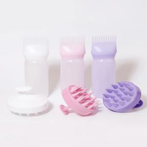 2피스 빗 세트, 루트 빗 어플리케이터 병, 부드러운 실리콘 헤어 브러시, 두피 각질 제거, 마사지, 홈 살롱에 적합