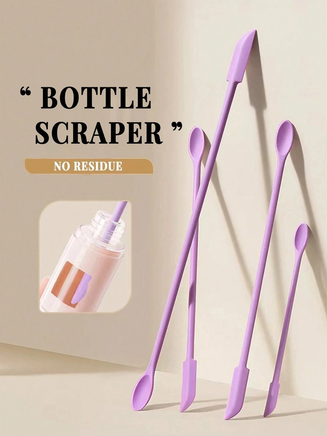 1/3Pcs 검정색 스크레이퍼가있는 실리콘 빈 병 스크레이퍼, 파운데이션 스크레이퍼, Makup의 마지막을 얻기위한 작은 로션 용기 스크레이퍼