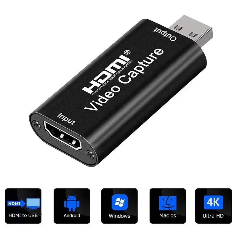 1080p HDMI USB 캡처 장치-0비디오 녹화, 원활한 스트리밍, 게임 및 회의에 적합. Mac 및 PC와 호환 가능