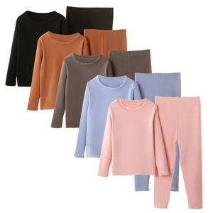 어린이 단색 따뜻한 양복 소년과 소녀 연삭 양모 가을 옷과 바지 2 피스 가정 의류 플러스 사이즈