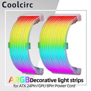5V 3Pin ARGB 동기화 PC 케이블 8/24PIN 마더 보드 전원 연장 케이블 컴퓨터 전원 공급 장치 용 유연한 LED 스트립 빛 DIY 키트