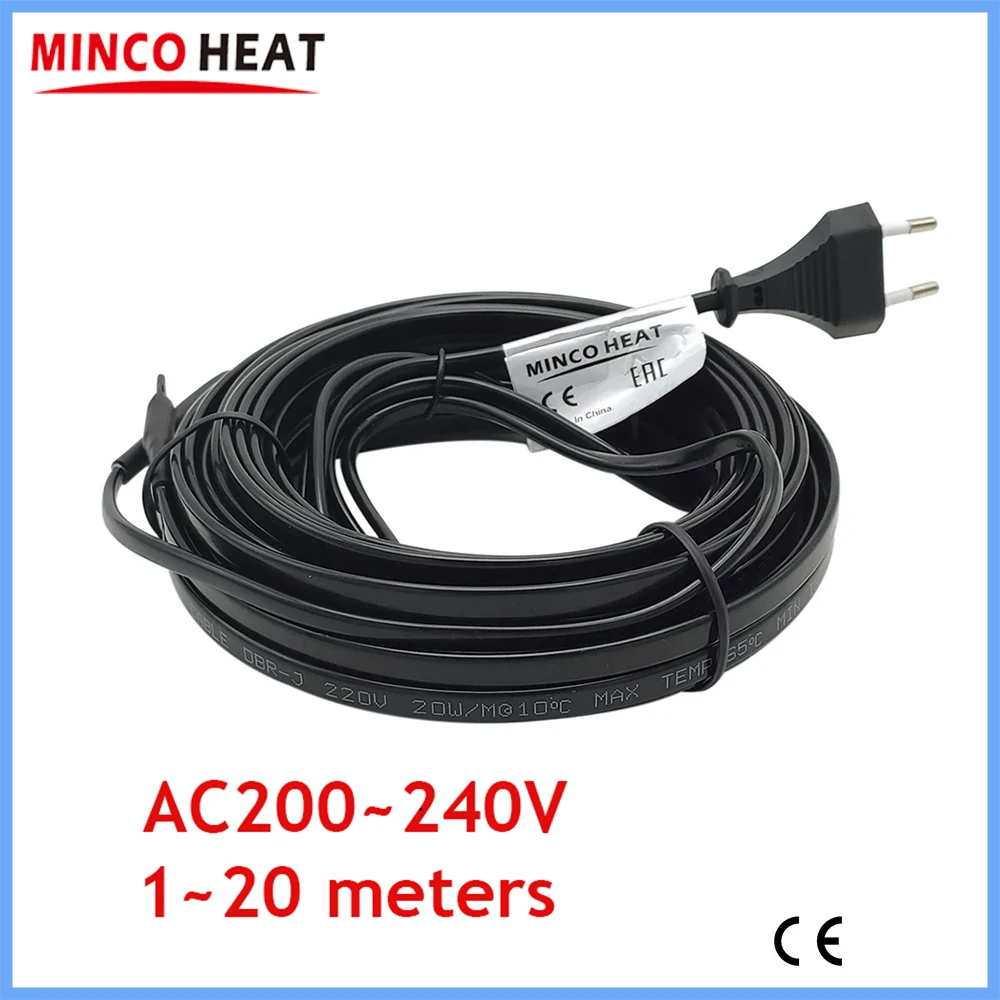 MINCO HEAT EU 플러그 자체 조절 난방 케이블, 수도관용 동결 방지 보호, 애완 동물 난방 시스템, AC200 ~ 240V
