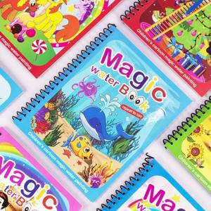 1 책 + 1 펜 재사용 가능한 색칠하기 책 물 그림 책 감각 조기 교육 퍼즐 그리기 장난감