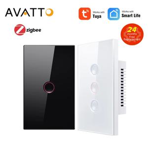AVATTO Tuya Zigbee 스마트 그루브 스위치 중립 와이어 필요 1/2/3/4 갱 라이트 WiFi 터치 스위치 Alexa Google 홈과 함께 작동