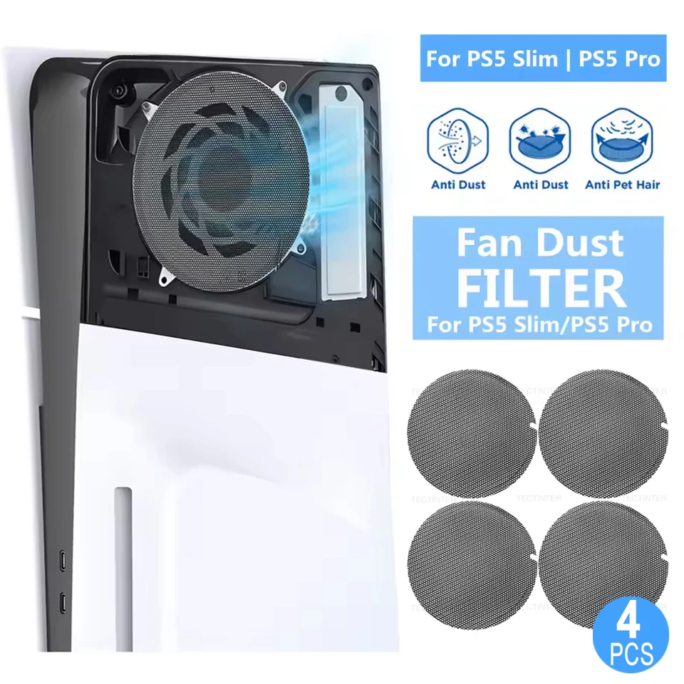 PS5 콘솔 먼지 필터 방진 메쉬 케이스 커버, 플레이스테이션 5 게임 액세서리, PS5/PS5 슬림 쉬운 청소, 4 개