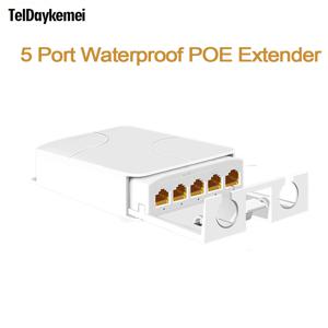 5 포트 POE 익스텐더 4 포트 리피터 100/1000Mbps 방수 야외 실내 네트워크 IP55 44-57V POE 카메라 Wierless AP 전화