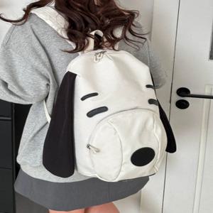 2025년 신상 귀여운 강아지 캔버스 백팩 휴대용 여행 가방 학생 여성 숄더백 책가방 다용도 여행 가방 한국 스타일