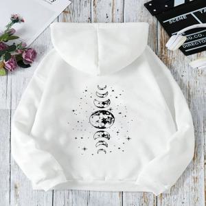 앞면과 뒷면이 다른 달 프린트 후드티, 캐쥬얼 패션 Y2K 여성 의류, 하이 스트리트, 신상