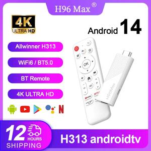 H96 MAX H313 미니 TV 스틱, 안드로이드 14 쿼드 코어, 와이파이 6, BT5.0, 4K @ 60fps, ATV 런처, 구글 보이스 어시스턴트, 미디어 플레이어, AI TV 스틱