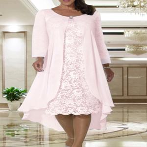 A 라인 신부 어머니 원피스 웨딩 하객 우아한 플러스 사이즈 재킷 드레스, 단색, 2025 무료 맞춤형, 2 피스