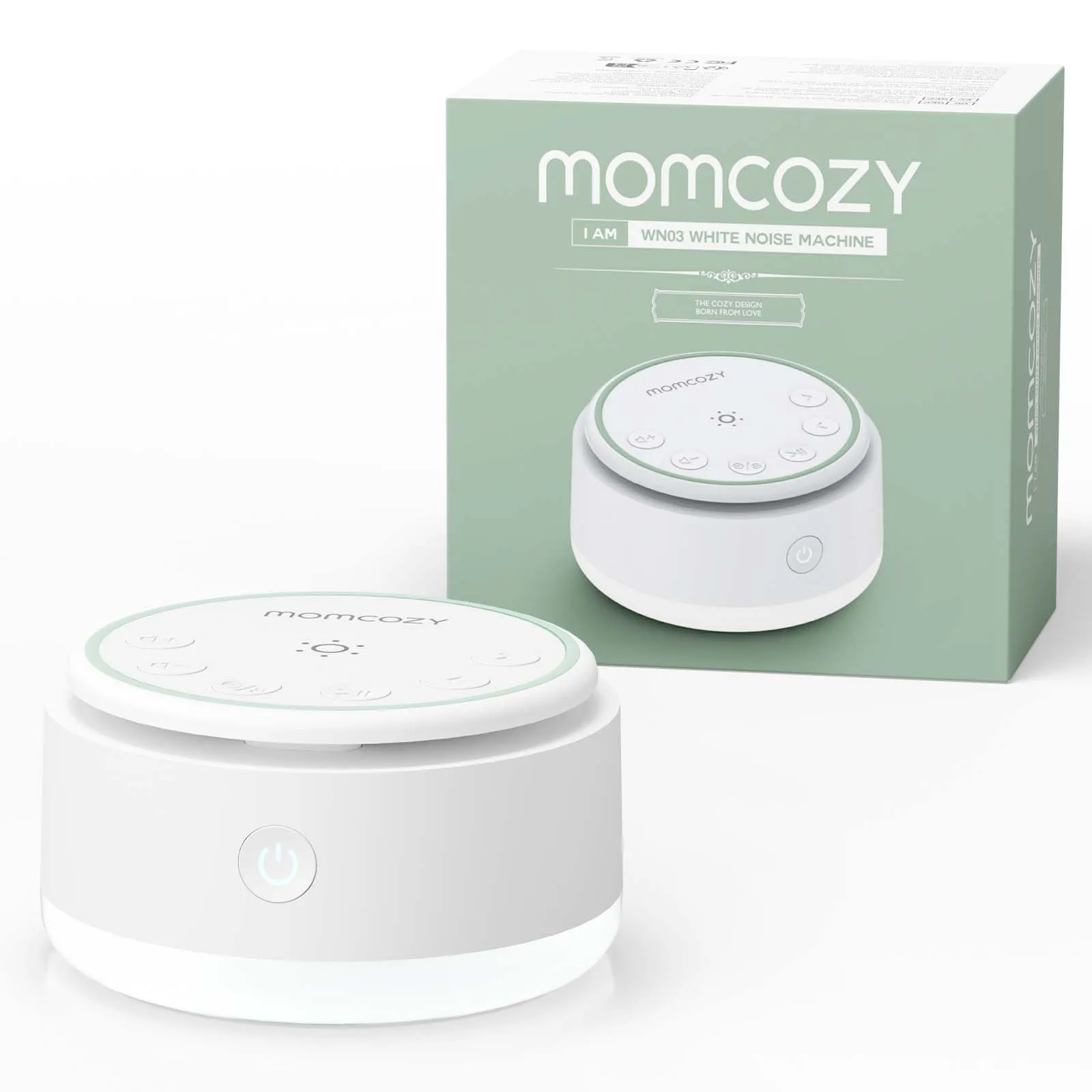 아기를 위한 Momcozy 사운드 머신, 휴대용 충전식, 20가지 수면 소리 보육 야간 조명이 포함된 백색 소음 기계, 여행