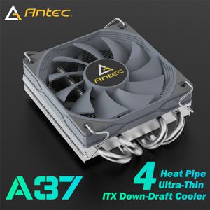 Antec A37 37mm ITX 로우 프로파일 CPU 쿨러 92mm PWM 팬 130W-TDP Intel/AMD 12.8W/m.K 페이스트, I5-12400F/Ryzen-7500F 호환