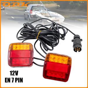 1 세트 12V 범용 후면 견인 트레일러 테일 라이트 16 LED 10m 케이블 7 핀 브레이크 중지 라이센스 번호 플레이트 램프 방수 조명