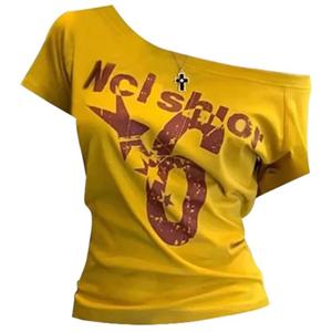 Y2K 스포츠 여름 오프숄더 탑 여성 섹시 빈티지 2000년대 반팔 티셔츠 여성 바디 베이직 크롭탑 여성 캐주얼