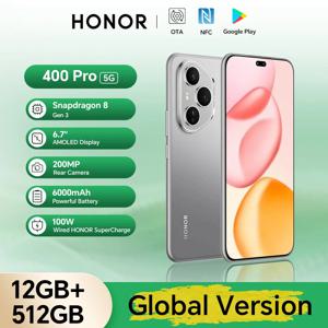 HONOR 400 Pro 5G 12GB+512GB 글로벌 버전 스마트폰 200MP AI 메인 카메라 6.7'' AMOLED 스크린 6000mAh 100W 유선 50W 무선