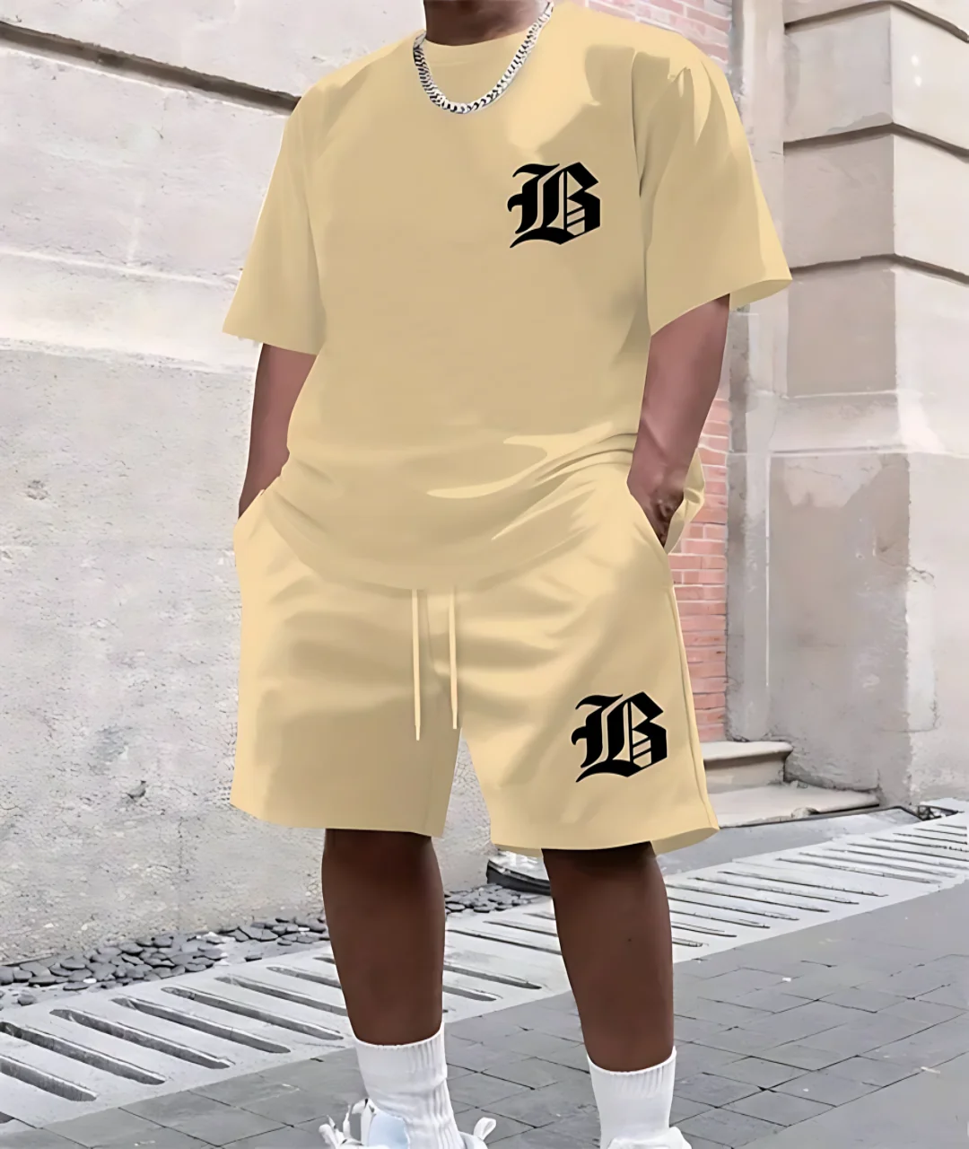 2025년 여름 신상 남성 정장은 심플한 스타일의 캐주얼하고 패셔너블한 3D 프린팅 아웃도어웨어입니다.