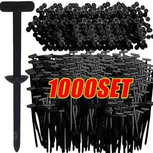 1000-100세트 셀프 잠금 나일론 범용 케이블 타이 버클 헤비 듀티 지퍼 타이 (핀 및 버튼 포함) 자동차 일상 수리 고정 스트랩