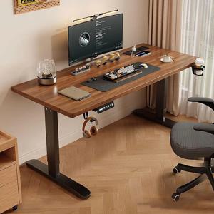 원목 지능형 전동 높이 조절 컴퓨터 책상, 모던한 디자인의 게임용 책상, 높이 조절 가능한 작업/학습용 책상, 견고한 프레임