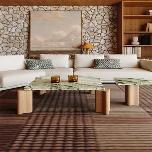 이탈리아 스타일 사각형 커피 테이블 - 미니멀리스트 럭셔리 대리석 티 테이블, 천연석 거실 테이블, 현대 홈 센터피스