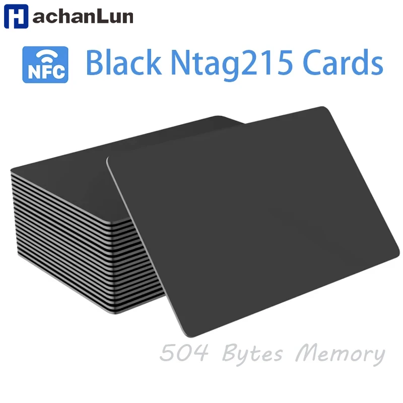 HACHANLUN 5-10PCS NTAG215 빈 NFC 카드 PVC 태그 NFC215 블랙 카드 13.56Mhz TagMo 방수 RFID NFC 전화 504 바이트