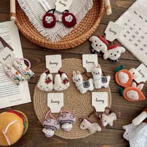 여아용 만화 동물 탄성 헤어밴드, 유아용 포니테일 홀더, 어린이용 면 헤어타이, 인형 헤어 홀더