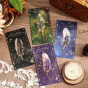 1 pc 체인 펜던트와 금속 책갈피 다채로운 깃털 디자인 책 애호가 작가 학생 교사 휴일을위한 독특한 선물