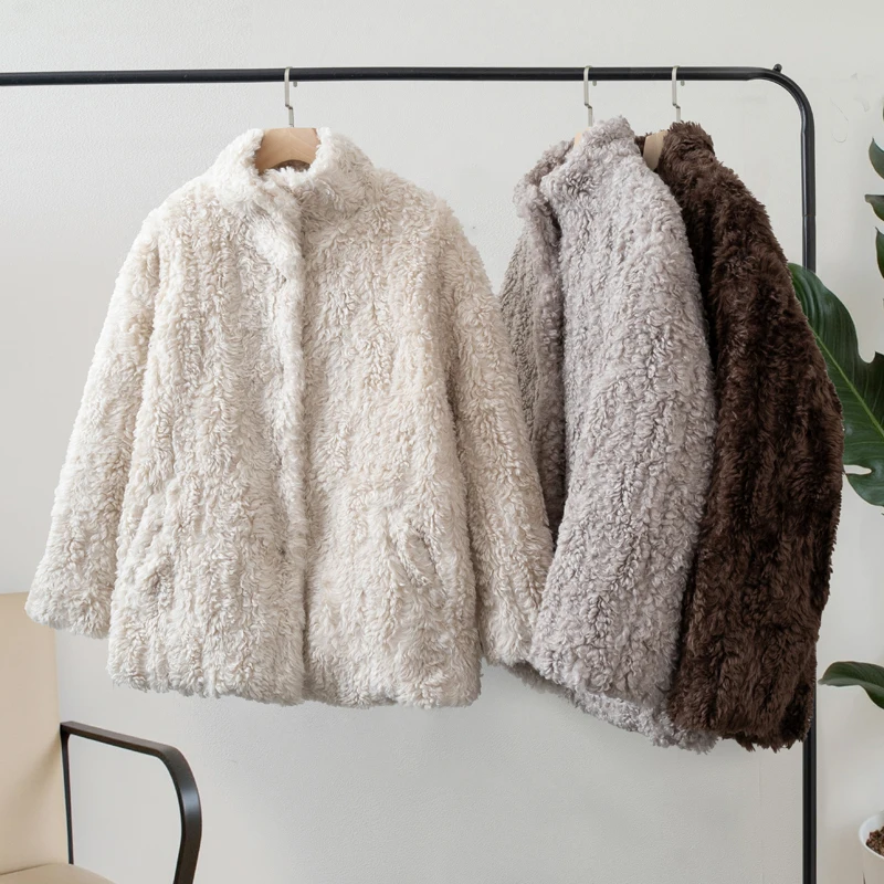 인조 모피 코트 여성용