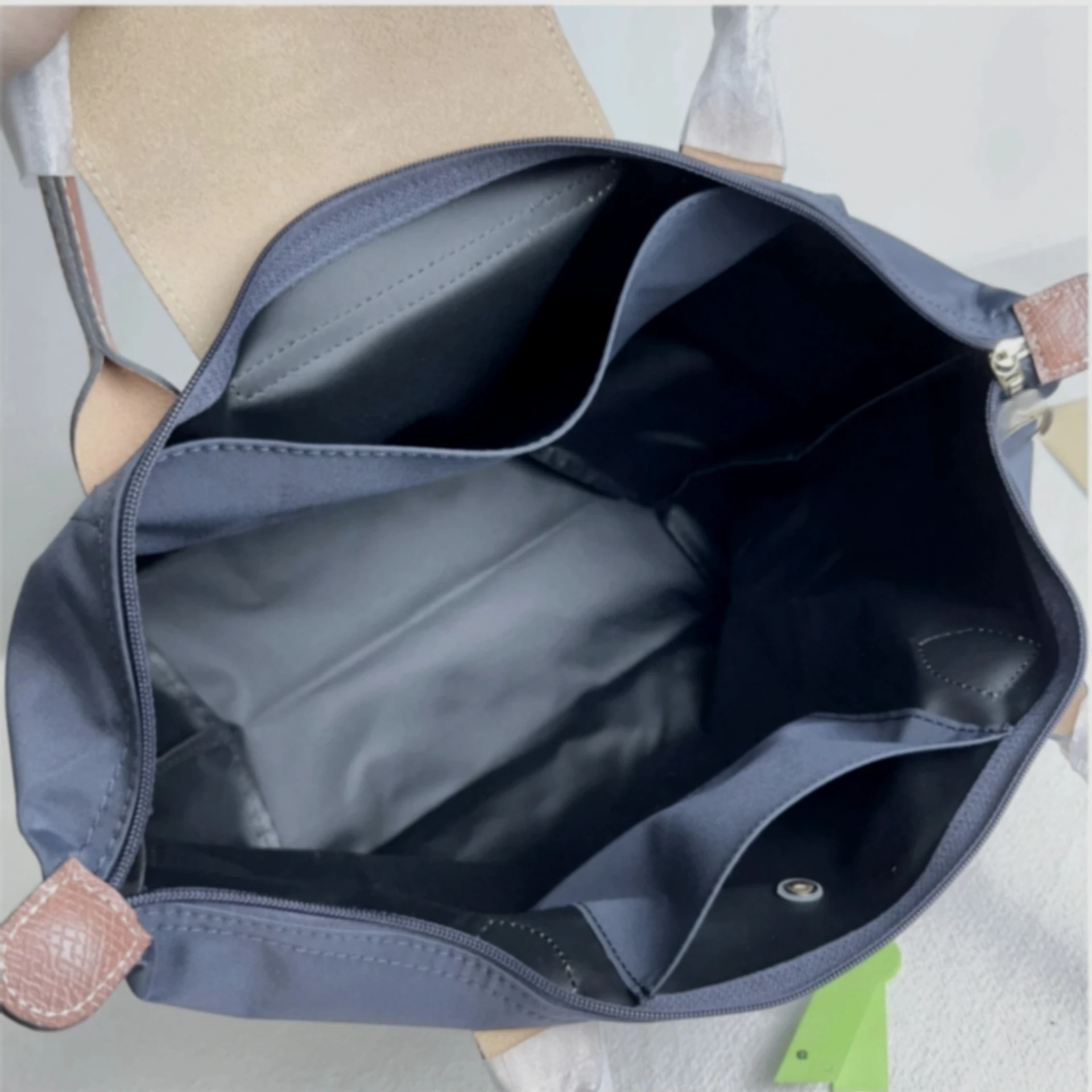 접이식 대용량 여성용 천연 가죽 나일론 핸드백, 덤플링 백, 싱글 숄더 및 크로스바디 백