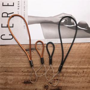 Leacther Lanyard-끈이 달린 빈티지 가죽 열쇠 고리 휴대 전화 스트랩 스트랩 손목 밧줄 전화 USB 플래시 드라이브 키