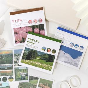 50 장 50 패턴 Washi 종이 Ins 스티커 책 스크랩북 저널을위한 미적 풍경 스티커 앨범 일기 DIY Paers