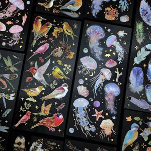 3pcs Kawaii 깃털 잠자리 새 해파리 장식 스티커 팩 Scrapbooking 재료 라벨 일기 전화 저널 플래너