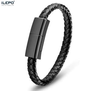 ILEPO 팔찌 USB 충전 케이블 야외 휴대용 가죽 미니 마이크로 USB C 충전기 데이터 케이블 아이폰 삼성 화웨이 Xiaomi