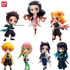 애니메이션 15cm 악마 슬레이어 피규어 Nezuko Tanjirou Zenitsu Inosuke Kyoujurou Giyuu Kawaii Qposket PVC 모델 완구 어린이 선물