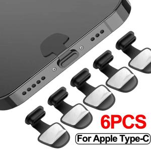 6PCS 충전 포트 iPhone 용 방진 먼지 플러그 삼성 USB Type-C 포트 보호기 실리콘 먼지 플러그 커버 분실 방지 캡