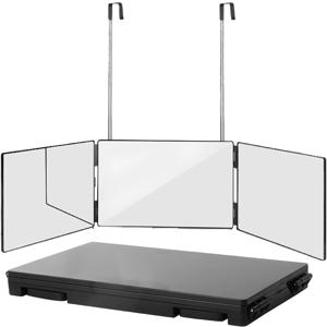 높이 조절 가능한 텔레스코픽 후크가 있는 검정색 휴대용 360 삼중 거울 셀프 헤어 커팅 메이크업에 이상적 필수 포드 가능